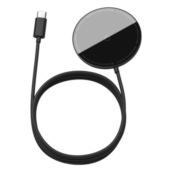 Бездротовий зарядний пристрій Baseus Simple Mini Magnetic Wireless Charger For IPwith Type-C Cable Black