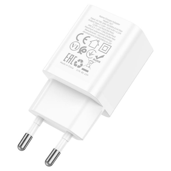 Мережевий зарядний пристрій HOCO N27 Innovative single port PD20W charger White