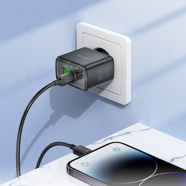 Мережевий зарядний пристрій HOCO CS42A Smart PD30W+QC3.0 charger (EU) Black