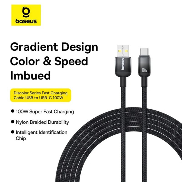 Кабель Baseus Discolor Series Fast Charging Cable USB to USB-C 100W 1m Cluster Black
