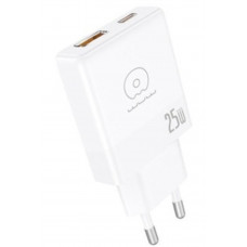 Мережевий зарядний пристрій WUW-C217 PD 25W USB A + Type-C white