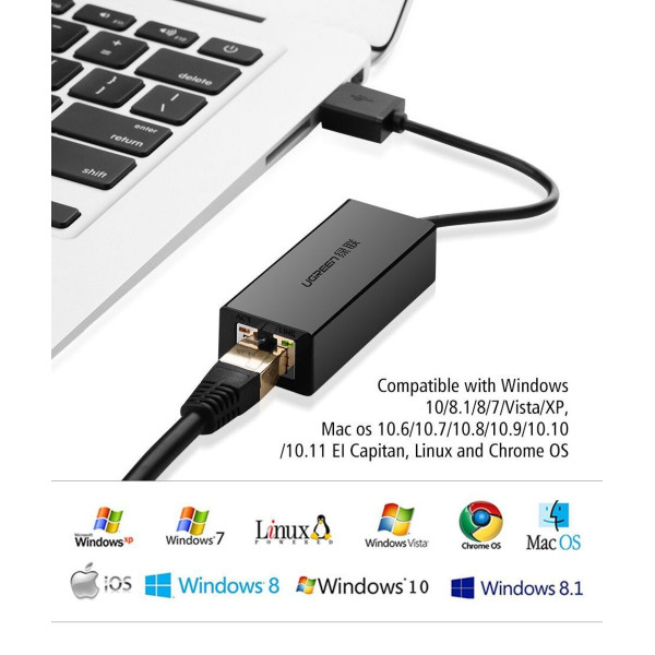 Адаптер UGREEN USB 3.0 Gigabit Ethernet Adapter (Black)