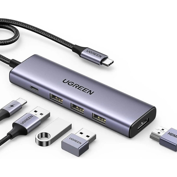 USB-хаб UGREEN CM511 USB-C To HDMI+3*USB 3.0 A+PD Power Converter