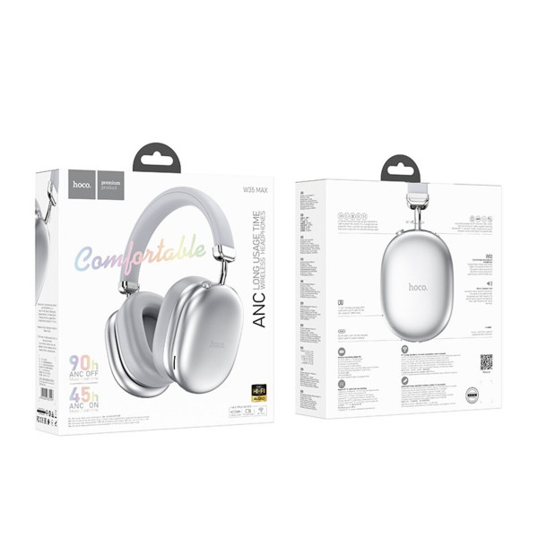 Бездротові навушники HOCO W35 Max Auspicious ANC noise reduction BT headphones Silver
