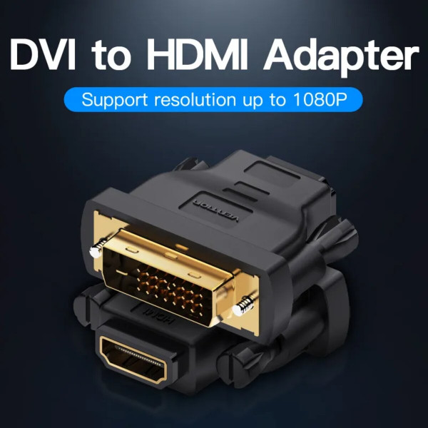 Адаптер Vention DVI(24+1) Male to HDMI Female Adapter Black (ECDB0)