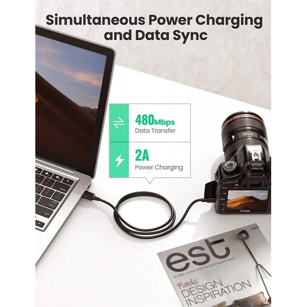 Кабель UGREEN USB 2.0 A Male to Mini 5 Pin Male Cable 0.5m (Black)