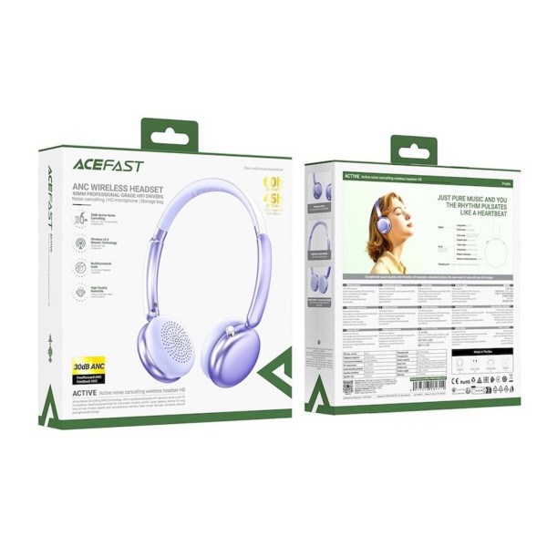 Бездротові навушники ACEFAST H8 active noise cancelling wireless headset Silver