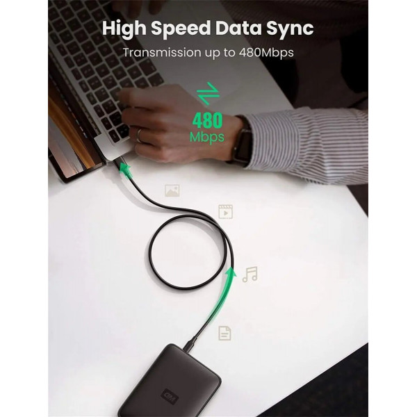 Кабель UGREEN USB 2.0 A Male to Mini 5 Pin Male Cable 0.5m (Black)