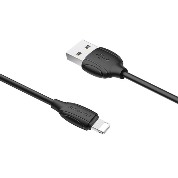 Кабель BOROFONE BX19 USB to iP 2.4A, 1m, PVC, TPE connectors, Black