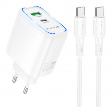 Сетевое Зарядное Устройство Borofone BA89A 1USB-C/1USB PD/QC 30W+Type-C to Type-C