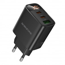 Сетевое Зарядное Устройство Borofone BA98A 2USB-C/1USB PD/QC 30W Led Display