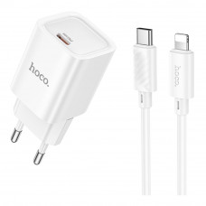 Сетевое Зарядное Устройство Hoco C148A 1USB-C PD/QC 30W+Type-C to Lightning