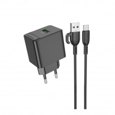 Сетевое Зарядное Устройство Borofone BAS12A 1USB QC3.0 18W+USB to Type-C
