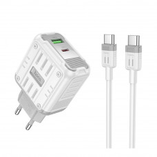 Сетевое Зарядное Устройство Hoco C136A 1USB-C/1USB PD/QC 45W+Type-C to Type-C