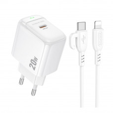 Сетевое Зарядное Устройство Borofone BAS43A 1USB-C PD/QC 20W+Type-C to Lightning