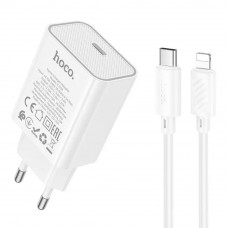 Сетевое Зарядное Устройство Hoco C143A 1USB-C PD/QC 20W+Type-C to Lightning