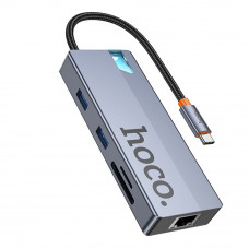 USB Hub Hoco HB52 Type-C 8-in-1 (HDTV+RJ45-100Mbps+SD/TF+PD+Type-C3.0+USB3.0*2)