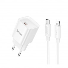 Сетевое Зарядное Устройство Hoco C146A 1USB-C PD/QC 20W+Type-C to Lightning
