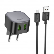Сетевое Зарядное Устройство Hoco CS34A 2USB QC 18W+USB to Micro