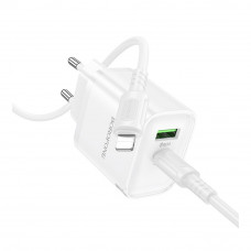 Сетевое Зарядное Устройство Borofone BA83A 1USB-C/1USB PD/QC 20W+Type-C to Lightning