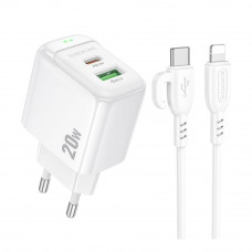 Сетевое Зарядное Устройство Borofone BAS44A 1USB-C/1USB PD/QC 20W+Type-C to Lightning