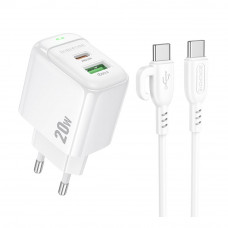 Сетевое Зарядное Устройство Borofone BAS44A 1USB-C/1USB PD/QC 20W+Type-C to Type-C