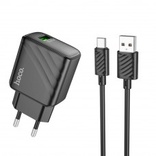 Сетевое Зарядное Устройство Hoco CS21A 1USB QC 18W+USB to Type-C