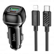 Авто Зарядное Устройство Hoco Z58A 1USB/1USB-C QC/PD48W+Type-C to Lightning