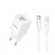Сетевое Зарядное Устройство Hoco C147A 1USB-C/1USB PD/QC 20W+Type-C to Lightning