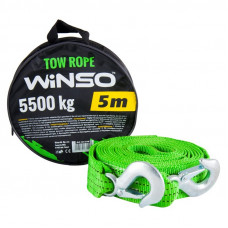 Трос буксирувальний 5,5т 5,0м 50мм/гаки/зелений/Сумка "Winso" 135550