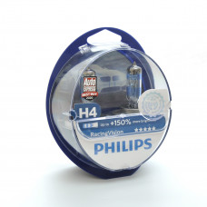 Лампа 12V H4 60/55W +150% Racing Vision "Philips" (Box-2шт) (12342RVS2) Акція