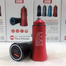 АЗП 12/24V 1USB-1Type-C YY-C10 PD 20W+QC3.0 38W метал (Led підсвітка) Чорна