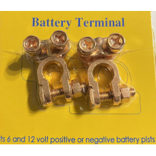 Клеми акумуляторні цинк+ мідне покриття 2шт "Batttery Terminal"( 6-12v- Мопедні) прямі