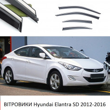 Дефлектори вікон Hyundai Elantra SD 2012-2016 П/К "FLY""нерж.сталь 3D"BHYET1223-W/S(165-166)