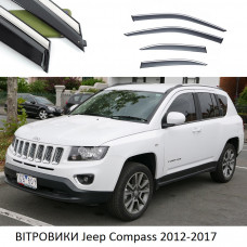Дефлектори вікон Jeep Compass 2012-2017 П/К скотч "FLY" "нерж. сталь 3D" BJPZN1223-W/S (8-9)