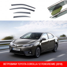 Дефлектори вікон Toyota Corolla 12 покоління 2019- скотч"FLY""нерж.сталь 3D"BTYCL1923-W/S(120)