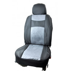 Чохли_ ''В'' (1+1) чорні ( РОМБ - Сіра середина)"Автосвіт"MAX" (2-а Підголов Спинка і сид.окрем)