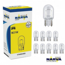 Лампа 12V (бесцок.1-контак.) W21W "Narva" (17632) (уп.10шт)