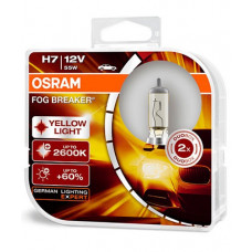 Лампа 12V H7 55W 2600K +60% FOG BREAKER "Osram" (Box-2шт) (62210FBR-BOX) Жовтий Світло АКЦІЯ