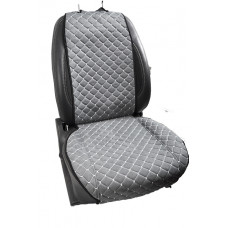 Накидки сидінь "Алькантара" "NEW" Сіра - Сіра нитка стьобані ромби (1+1) Передні