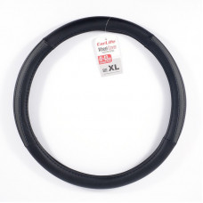 Чохол на кермо "XL" (41-43см) чорний з сірими вставками кож/зам на білій основі /перфор. SW123XL