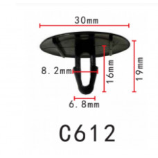 Кліпси C0612 кріплення ошивки/теплошум. капота TOYOTA, LEXUS(9046708081,90467-08081) (уп.100шт)