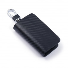 Чохол для ключів з карабіном Карбон (Екошкіра) чорний