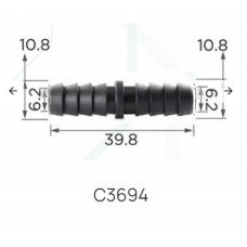 З’єднувач C3694 для трубокd10,8мм ( уп. 100 шт.)