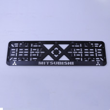 Рамка номера MITSUBISHI "защіпка" 3D напис Хромований (Поліпроп./гнучкий морозостійкий)