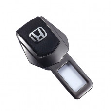 Заглушка ременя безпеки метал "Honda" (1шт) цинк.сплав + шкіра (тип №2) ГРАФІТ