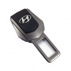 Заглушка ременя безпеки метал "Hyundai" (1шт) цинк.сплав + шкіра (тип №2) ГРАФІТ