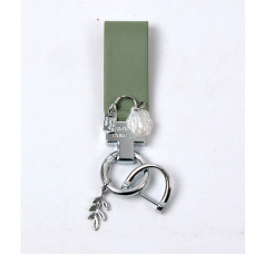 Брелок на ключі шкіряний з Ракушкою (пакет+ викрутка) Зелений