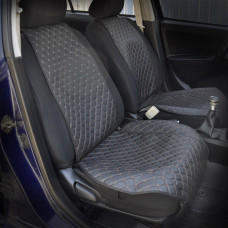 Накидки сидінь "Шкіро-замінник Чорний" Сірі Ромби Передки (1+1) в Сумке с замком