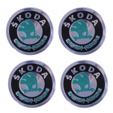 Наклейка на ковпаки SKODA (90мм) Зелена (4шт)